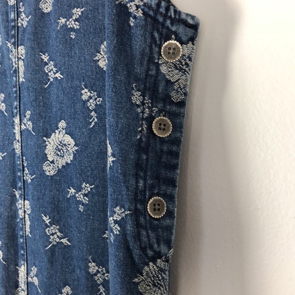 National Wildlife sleeveless scoop neck embroidered design denim maxi dress SM - Picture 6 of 9